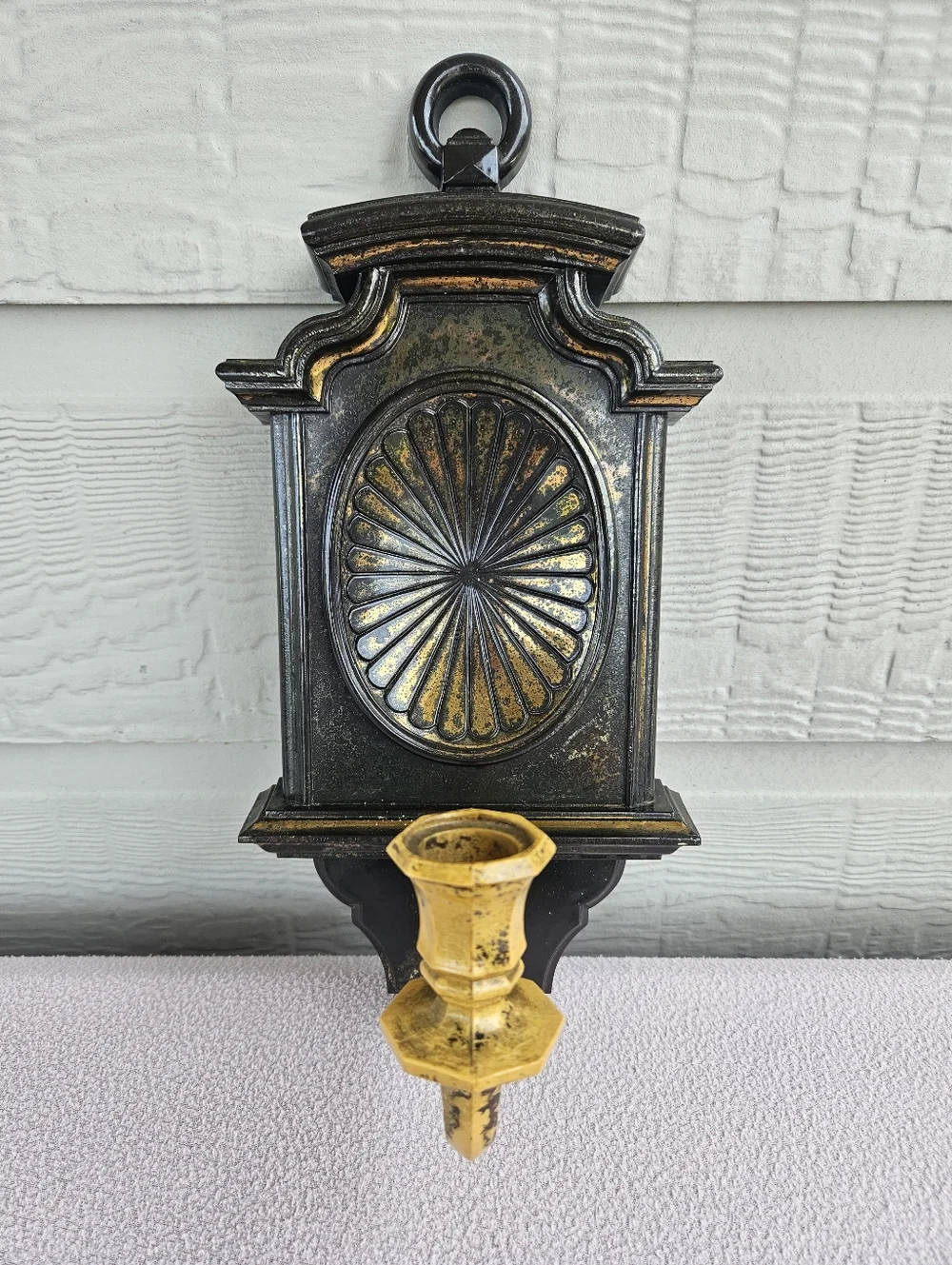 VTG 1982 HOMCO #4234C Brown Gold Wall Taper Candle Scone USA Made Gothic